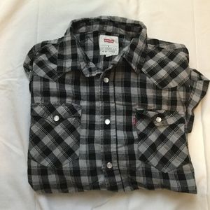 vintage black and grey oversized button up flannel